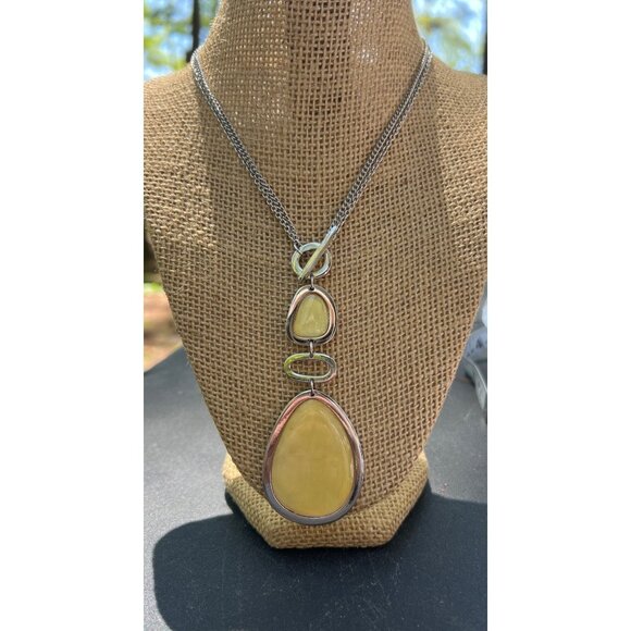 Lia Sophia Moon Dance Necklace Silver Tone Double Chain Front Toggle Clasp 15" - Picture 1 of 5